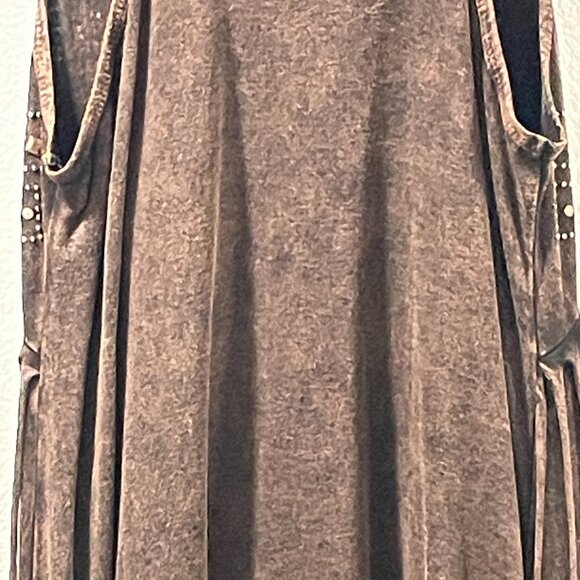 (NEW) T PARTY Fringe Rhinestone Sleeveless Tank Washed/Embellished, Brown - S - Picture 7 of 10